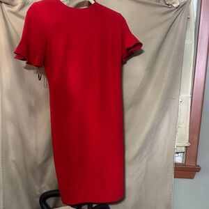 Calvin Klein Red Mini Dress with Ruffle Sleeves-66